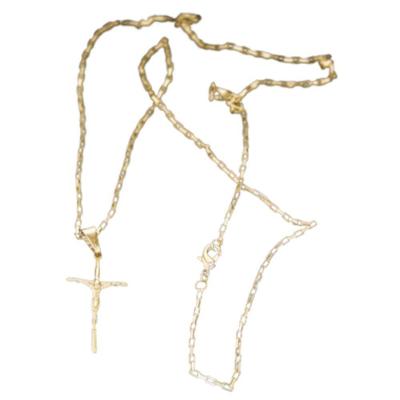 Corrente Lagosta 1,5mm Pingente Jesus Na Cruz Fina