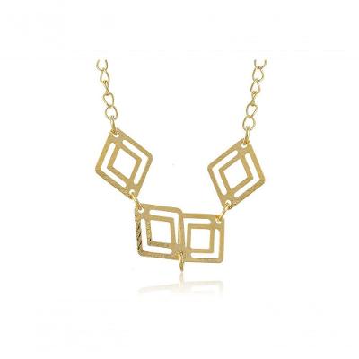 Pulseira Com Quadrados Trabalhados Folheado Em Ouro 18K