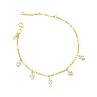 Pulseira Heart Zirconia Revestida Em Ouro
