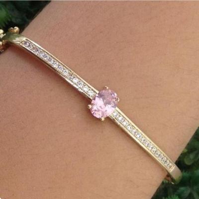 Bracelete Cravejado Luxo Banhado A Ouro 18K