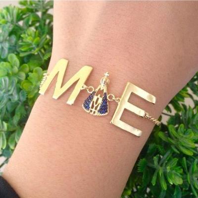 Pulseira Mãe +pingente N. S Aparecida Banhado A Ouro