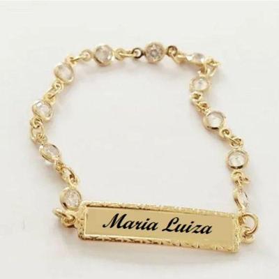 Pulseira Chapinha Lisa Infantil Ponto De Luz Em Banho De Ouro Princesa