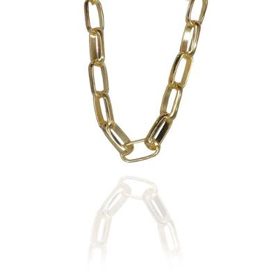 Pulseira De Elos Intercalados Grandes Folheados A Ouro 18K