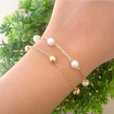 Pulseira Feminina Perola Ou Bola Banho De Ouro *Unidade*