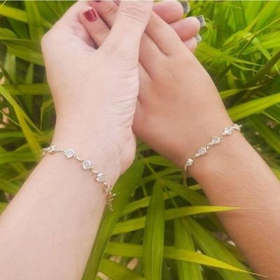 Kit Pulseira Tal Mãe E Tal Filha Ponto De Luz Banhado A Ouro