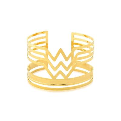 Pulseira Metal, Mulher Maravilha, Com Revestimento Em Ouro