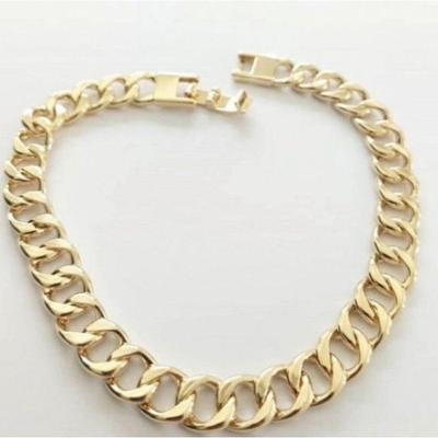 Pulseira Groumet Elos Abertos 8mm Banhada A Ouro