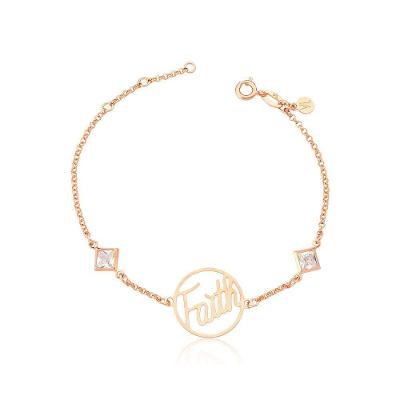 Pulseira Faith Com Zircônias, Revestida Em Ouro Rosê
