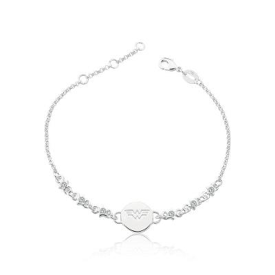Pulseira Mulher Maravilha Com Cristais, Revestida Em Prata