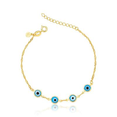 Pulseira Greek Eye Revestida Em Ouro