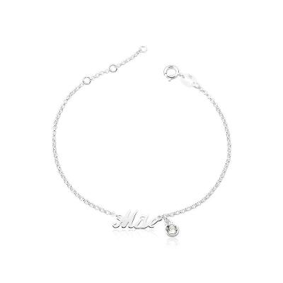 Pulseira Amor De Mãe Com Cristal Com Revestimento Em Prata