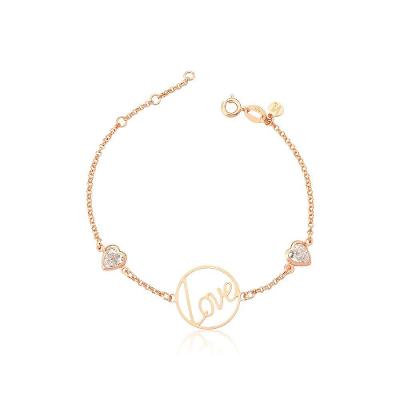 Pulseira Love Com Zircônias, Revestida Em Ouro Rose