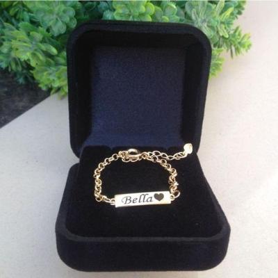 Pulseira Rn Personalizada A Laser Bebê Banhada A Ouro