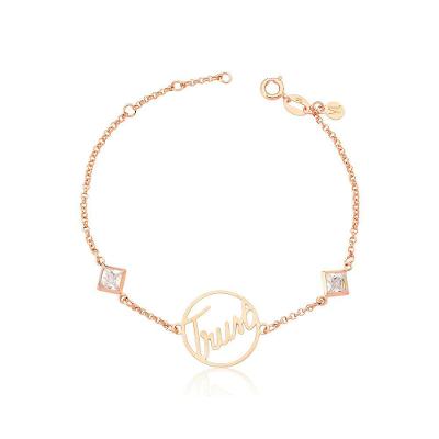 Pulseira Trust Com Zircônias, Revestida Em Ouro Rose
