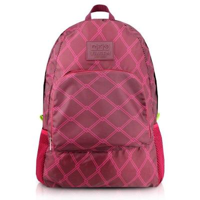 Mochila Dobrável Para Viagem Estampa Listrada Jacki Design Vermelho Escuro