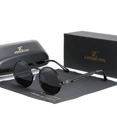 Óculos De Sol Steampunk Redondo Metal Frame Polarizados
