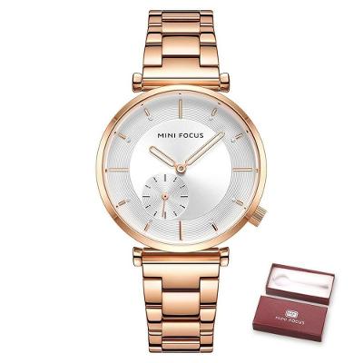 Relógio Feminino Mini Focus Mf0333l à Prova D'água Ouro Rosa