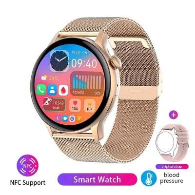 Relógio Smartwatch Feminino Foxbox 7012A À Prova D'Água Malha Ouro Tela Hd Amoled