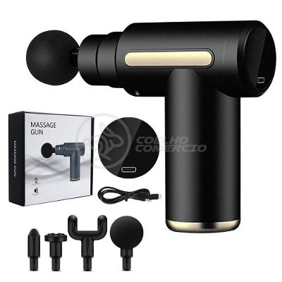 Mini Massageador Muscular Facial Físico 6 Níveis Preto