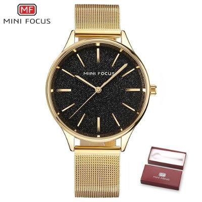 Relógio Feminino Mini Focus Mf0044l à Prova D'água Ouro Preto