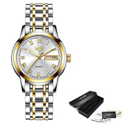 Relógio Feminino Lige 10007 à Prova D'água Ouro Branco