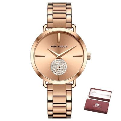 Relógio De Quartzo Feminino Mini Focus Mf0222l à Prova D'água Ouro Rosa