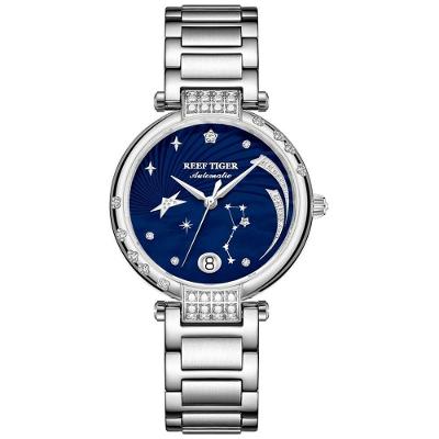 Relógio Feminino Reef Tiger Rga1592-pwt à Prova D'água Azul Escuro