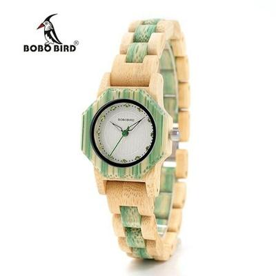 Relógio Feminino De Quartzo Bobo Bird O10 À Prova D'Água Verde