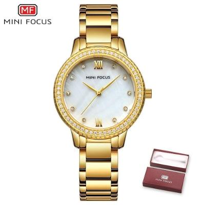 Relógio Feminino Mini Focus Mf0226l à Prova D'água Dourado