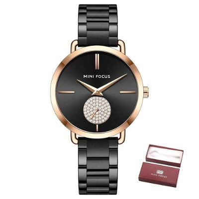 Relógio De Quartzo Feminino Mini Focus Mf0222l à Prova D'água Preto