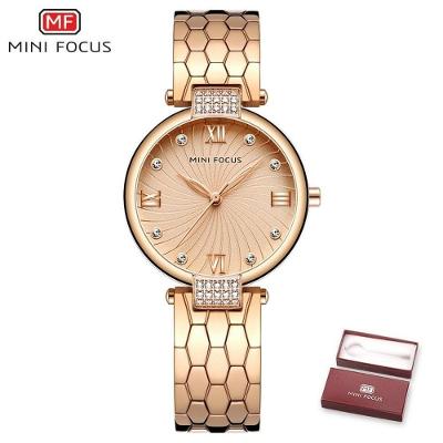 Relógio De Quartzo Feminino Mini Focus Mf0186l à Prova D'água Ouro Rose