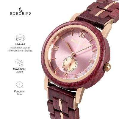 Relógio Feminino Bobo Bird 126-4 à Prova D'água Rosa