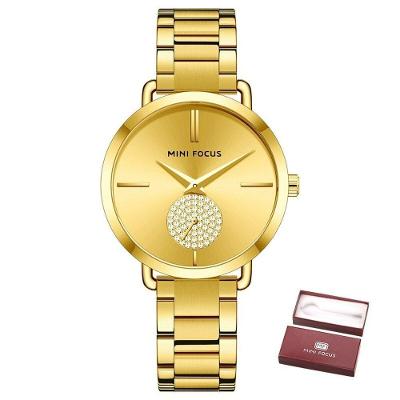 Relógio De Quartzo Feminino Mini Focus Mf0222l à Prova D'água Dourado
