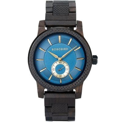 Relógio De Madeira Bobobird Gt131-1a à Prova D'água Azul