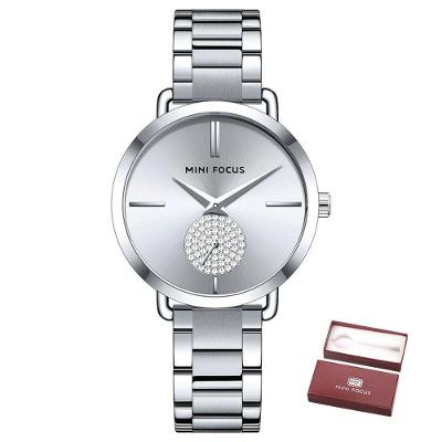 Relógio De Quartzo Feminino Mini Focus Mf0222l à Prova D'água Prata