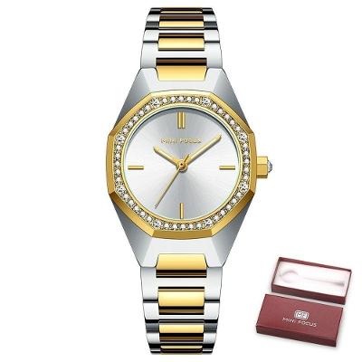 Relógio De Quartzo Feminino Mini Focus Mf0433l à Prova D'água Prata Ouro