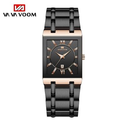 Relógio Masculino De Luxo Retangular Va Va Voom Va-2431 À Prova D'Água Bronze