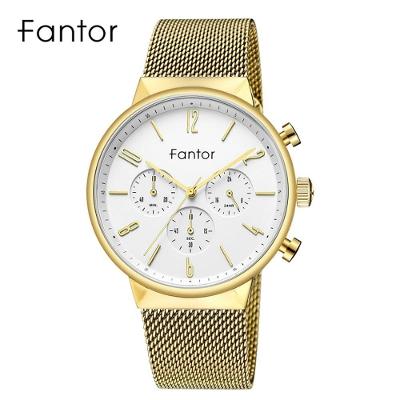 Relógio Masculino Fantor Wf1016g à Prova D'água Ouro