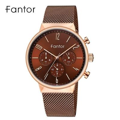 Relógio Masculino Fantor Wf1016g à Prova D'água Marrom