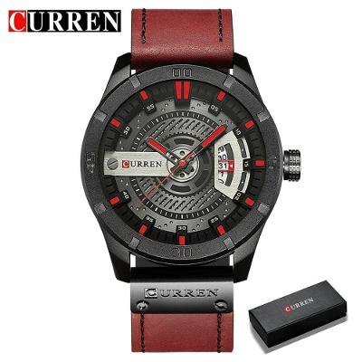 Relógio Masculino Curren 8301 À Prova D'Água Vermelho