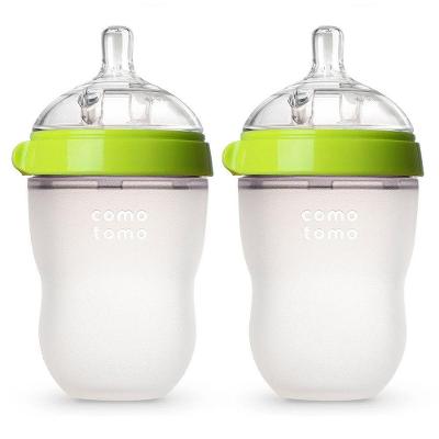 Mamadeira De Silicone Bebê Verde Rosa 2green 250ml