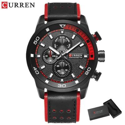 Relógio Masculino Curren 8250 À Prova D'Água Vermelho