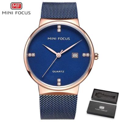 Relógio Masculino Mini Focus Mf0181g à Prova D'água Ouro Azul
