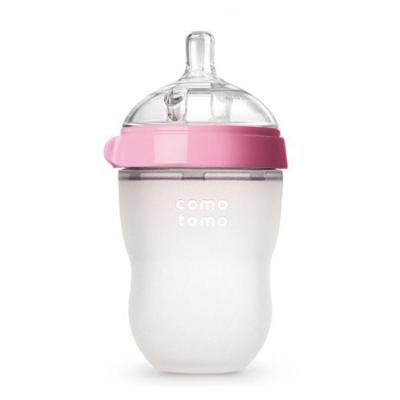 Mamadeira De Silicone Bebê Verde Rosa 1 Pink 250ml