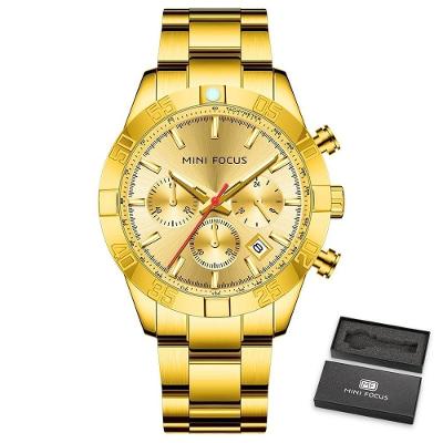 Relógio Masculino Mini Focus Mf0416g à Prova D'água Dourado