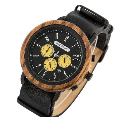 Relógio Masculino Aço Inoxidável Bobo Bird T56 À Prova D'Água Preto Sim