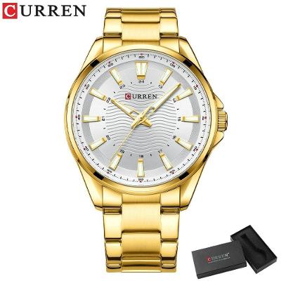 Relógio Masculino Curren 8424 À Prova D'Água Ouro