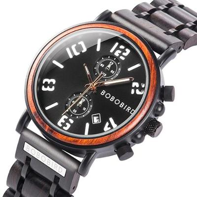 Relógio Masculino De Madeira Bobo Bird Ws263 À Prova D'Água W-S26-1
