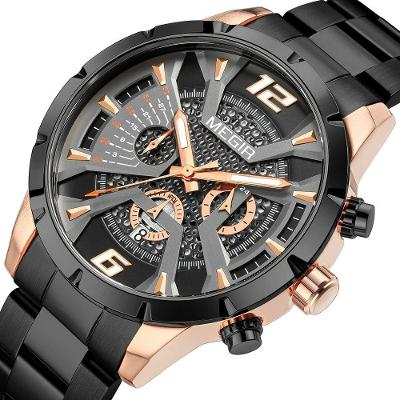 Relógio De Pulso Masculino Megir 2221 à Prova D'água Ouro Rosa