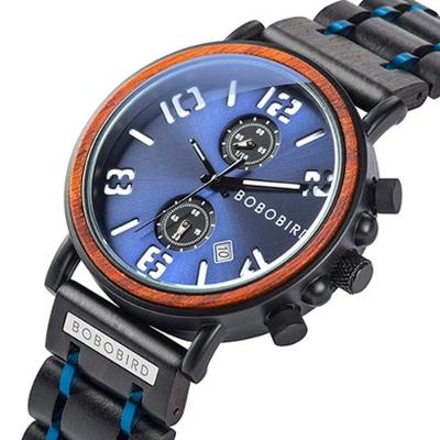 Relógio Masculino De Madeira Bobo Bird Ws263 À Prova D'Água W-S26-2